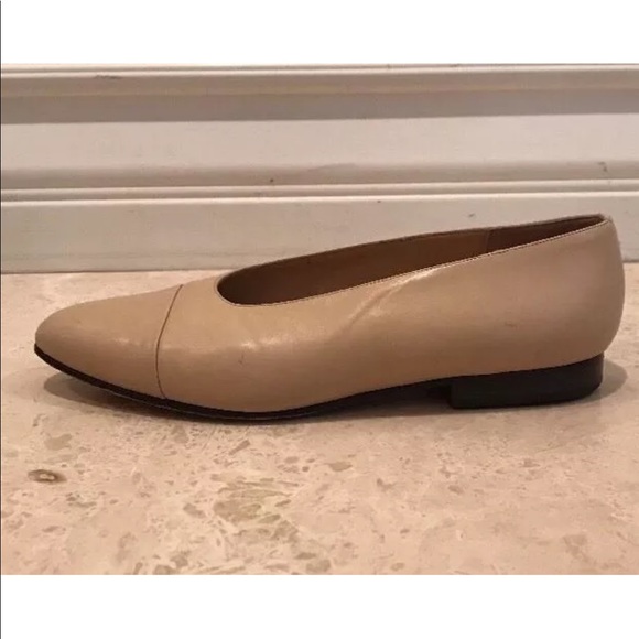 ANN TAYLOR Tan Leather Capped Toe Ballet Flats 6.5 - Picture 4 of 8